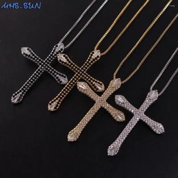 Pendant Necklaces MHS.SUN Luxury Gold Sliver Plated Zircon Vintage Cross Necklace For Women Jewelry Fashion Chain Ladies Religion Gift 1PC