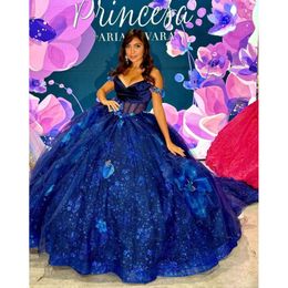 Королевская синяя блестящая принцесса Quinceanera Планчики с плеча Гилл