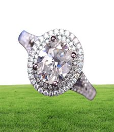 Choucong New Luxury Jewellery Pure 100 925 Sterling Silver Oval Cut White Topaz CZ Diamond Gemstones Women Wedding Band Ri1383762