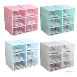 6Pcs Plastic Shoe Box Stackable Foldable Organiser Drawer Storage for CASE 240522