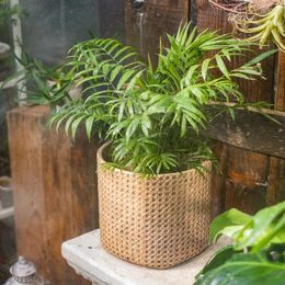 Vases Nordic Cement Imitation Rattan Weaving Vintage Flower Pots Balcony Outdoor Garden Plants Aesthetic Home Decor