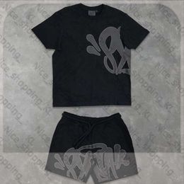 Tute da uomo Synaworld y2k tuta da pista da pista da uomo hip hop stampa stampare a maniche corte oversize shorts pantaloni pantaloni da due pezzi set abbigliamento 8a3