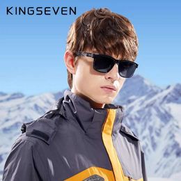 Sunglasses Genuine KINGSEVEN Brand Square Retro Gradient Polarised Sunglasses Women Men Carbon Fibre Pattern Design Outdoor Sports Eyewear G240529