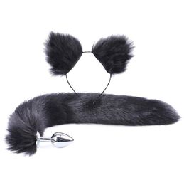 2Pcs set y Faux Fur Tail Metal Butt Plug Cute Cat Ears Headband for Role Play Party Costume Prop Adult Sex Toys189x5972716
