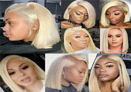 HD transparent 613 Blonde Glueless Full Spitzen menschliches Haar Perücken vorgezogener Baby Haar Langes Brasilianer geradees Frontal -Wig7419559