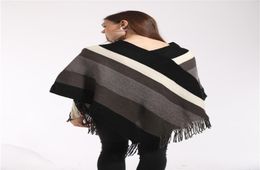 Knitting Women Cloak Fring Ladies Pullover Poncho Glittery Cape Tassel Shawl Female Loose Sweater Colored Stripe Winter Women Blou4264993