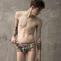 Underpants 2024 Men Low Waist Cotton Flower Print Hip Hop Underwear Sexy Boxers Brand Soft Breathable Panties Man Boxeur Homme