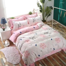 Bedding Sets Pink White Flower Pattern Quilt Duvet Cover 3/4 Pcs Set Adult Kids Bed Linen Single Twin Full Queen King Size Bedspreads