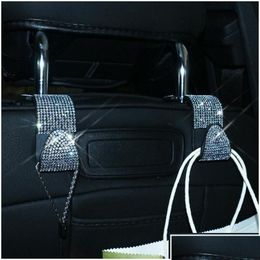 Interior Decorations 2Pcs Bling Rhinestones Hanger Car Accessories Seat Hook Coat Back Storage Holder Drop Delivery Mobiles Motorc M Dhvfh