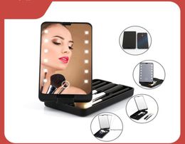 Portable Lady LED Light Makeup Mirror with Brushes Case Organiser Folding Touch Sn Mirrors 5pcs Brush Storage Box 12 LEDs lamp Travel Make up tools3748420
