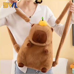 Plush Backpacks Kapybara Plush Backpack Cute Puff Fish Doll Book Bag Childrens Shoulder Bag Mini Backpack Y240530US2W