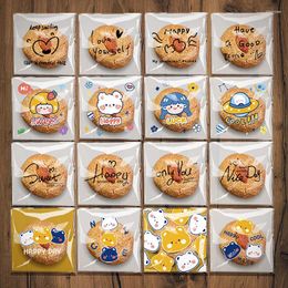 Gift Wrap 100Pcs Cute Biscuit Packaging Bag Self-adhesive Plastic Bags Snowflake Cookie Transparent Candy Gifts For Birthday Party