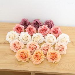 Decorative Flowers 5PCS Roses Head Wedding Plants Wall Diy Christmas Decorations For Home Bride Brooch Artificial