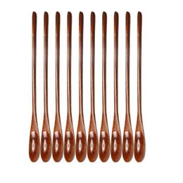 Spoons 10pcs Wooden Stirring Spoon Creative Honey Scoop Mixing Stick Tableware For Cooking Tea Coffee Brown 259i