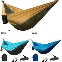 Hammocks 210T Nylon Parachute Hammock Light Weight Outdoor Camping Portable Single with hammock ropes and carabiners H240530 S8EF