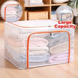 Storage Bags Clear PVC Large Clothes Organizer Container Box Bin Foldable Household Bag For Organizing Pants