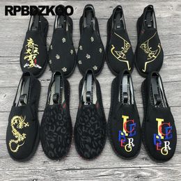Casual Shoes Folk Flower Ethnic Flats Men Embroided 46 Wing Multi Coloured Old Peking Cloth Big Size Floral Feather Small Slip On Letter