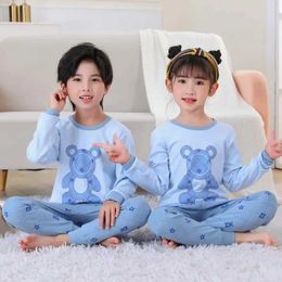 Pyjamas Childrens Pyjamas Set Cartoon Panda Kids Sleepwear Baby Boys Clothes Sleep Suit Cotton Pyjamas Infant Nightwear For Girls Y240530