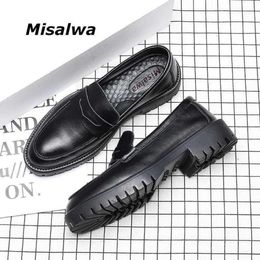 Dress Shoes Misalwa Platform British Casual Men Oxford Social Shoe Thick Sole White Cow Leather Loafers Slipon Mid Heel Elevator 8377814