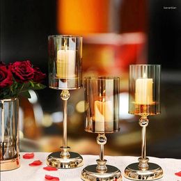 Candle Holders Modern Style Nordic Glass Crystals Luxury Table Decoration Accessories Bougeoir Home Decor BC50ZT