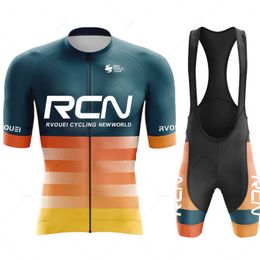 New RCN Team 2023 Mens Summer Short Sleeve Jersey Set MTB Maillot Ropa Ciclismo Bicycle Wear Breathable Cycling Clothing L2405