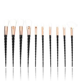 Professional Brush 10Pcs/Set Unicorn Makeup Brushes For Face Powder Blush Eye Shadow Crease Concealer Brow Liner Smudger Handle Beauty Tools DHL