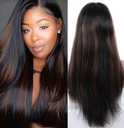 Brazilian Remy Glueless Lace Front Human Hair Wigs Long Straight Hair Wigs For Black Women Ombre Human Hair Wig 1b30 Highlight C1007157