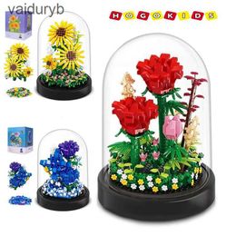 Blocks DIY flower bouquet building kit with flowers plant collection cover blocks desktop home decoration gifts H240531