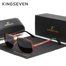 Sunglasses KINGSEVEN Fashion Mens Glasses Polarized Driving Sunglasses Brand Men Women Stainless steel Material G240529