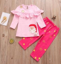 Summer Spring And Autumn Baby Girl039s Clothing Baby Ins Popular Long Sleeve Printed Cartoon Santa Suits Christmas Children033424933