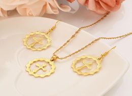 Loyal women Cool pendant yellow gold gf frame cross Christ Jewellery Earrings Pendant necklace bead chain Bijoux mother gift6419445