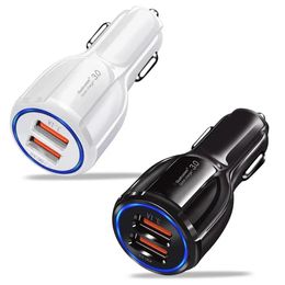 QC 3.0 Dual USB Car Charger Quick Charge Car Phone Charger Adapter for iPhone Samsung Tablet 2 Port Fast Charging Phone Chargers