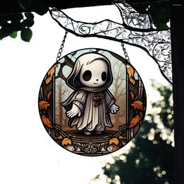 Decorative Figurines 1PC Ghosts Wall Art Decor Round Hanging Sign Indoor Outdoor Window Acrylic Welcome Plate Pendant Decoration