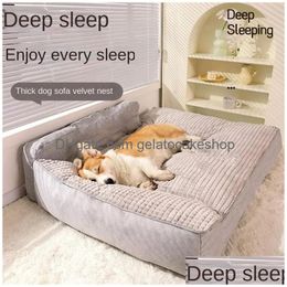 Kennels Pens Dogs Sofa Bed Pet Kennel Mats Cats Winter Warm Slee Floor For Small Middle Big Dog Nest Accessories House Drop Delive Dh6Ac