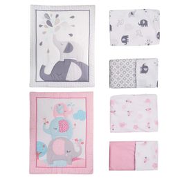 3Pcs Baby Bedding Set Elephants Theme Crib Bedding Set Including Crib Quilt Bed Sheet Bed Skirt For Boys And Girls Sleeping Gift 240529