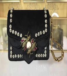 Ladies Evening Bags 2020 Broadway Velvet Mini Party Shoulder Bag Metal bees dress crystal wings pearl closure Lining with Box Dust7323684