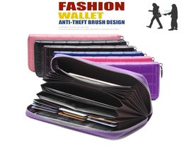 Genuine Leather Casual Women Long Clutch Wallets RFID Blocking Zipper Purses Handphone Pocket Banknote Pouches Organizer Bag Handb5866932