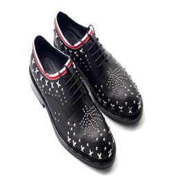 Handmade Rivets Oxfords High Quality Men Derby Shoes Cow leather Formal Business Shoes3477957