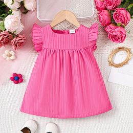 for Baby Girl 3-24 Months Rose Ruffled Sleeve Princess Dress Pastoral Leisure Style Clothing Toddler Wedding Party Wear L2405