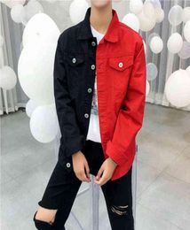 Casual Slim Denim Jacket For Men 2021 Black Red Jeans Jacket Homme Flowers Embroided Streetwear Denim Coat Male Bomber Jacket Y2115693181