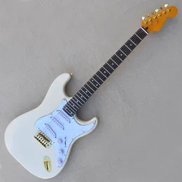 Cream Electric Guitar with Rosewood Fretboard SSS Pickups 24 Frets White Pearl Pickguard Can be customized