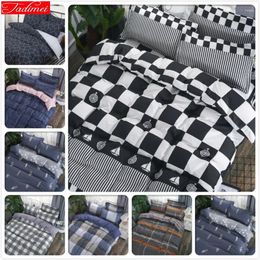 Bedding Sets Black White Plaid Classical Duvet Cover Sheet Pillowcase 3/4 Pcs Set Adult Soft Cotton Bed Linens Double Queen King Size