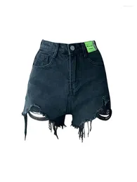 Women's Jeans Korean Style High Quality Tassel Straight Women Sexy Waist Ripped Shorts Summer Design Wrap Hip Slim Pants