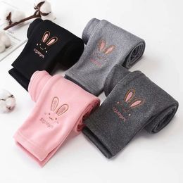 Girls Pants Winter Autumn Children's Thickened Warm Trousers Elastic Pink Candy Colour Baby Leggings Child Boys' Feet Soft pants L2405