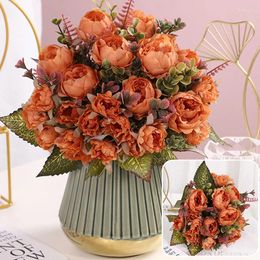 Decorative Flowers 2024 Beautiful Rose Peony Artificial Silk Small Bouquet Simulation Home Party Wedding Decoration Fake Flower