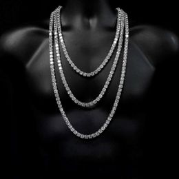 New Hip hop 5A cz tennis chain necklace Plated gold silver punk 5mm cz zircon paved long necklaces for women boy friend wholesale 239G