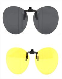 Clip On Polarized Round Sunglass Lenses Flip Up Men Women Fashion Uv Protection Classic Driving Nightvision Fishing Black2864202