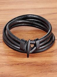 Top 2019 Fashion Hook Leather Bracelets For Men Popular Boys Knight Courage Bandage Charm Black Anchor Bracelets X070695586982488631