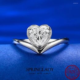 Cluster Rings S925 Silver Simulated Diamond Cut 6 Heart-shaped Ring For Women Simple And Atmospheric Wedding Jewellery