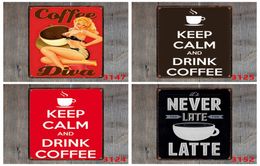 Coffee Metal Sign Vintage Tin Sign Plaque Metal Vintage Wall Decor for Kitchen Coffee Bar Cafe Retro Metal Posters Iron Painting H3422122